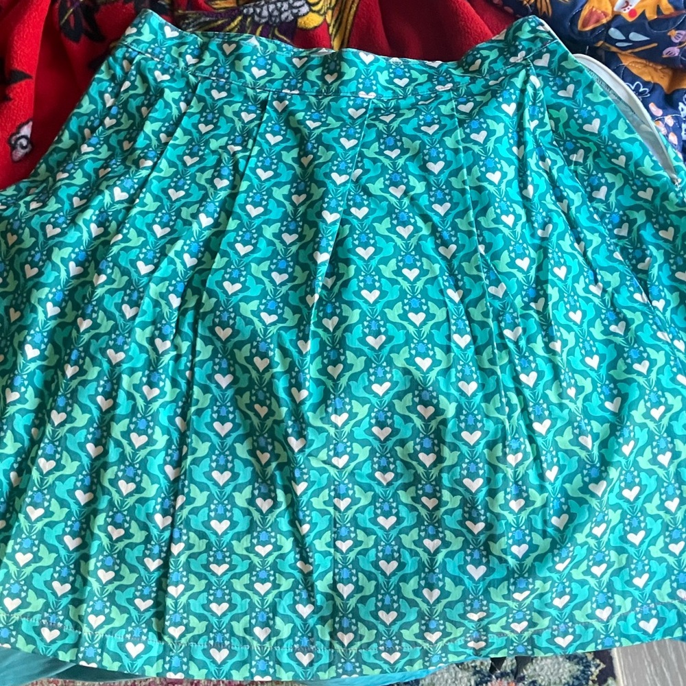BeBop Teal Heart-Print Circle Skirt